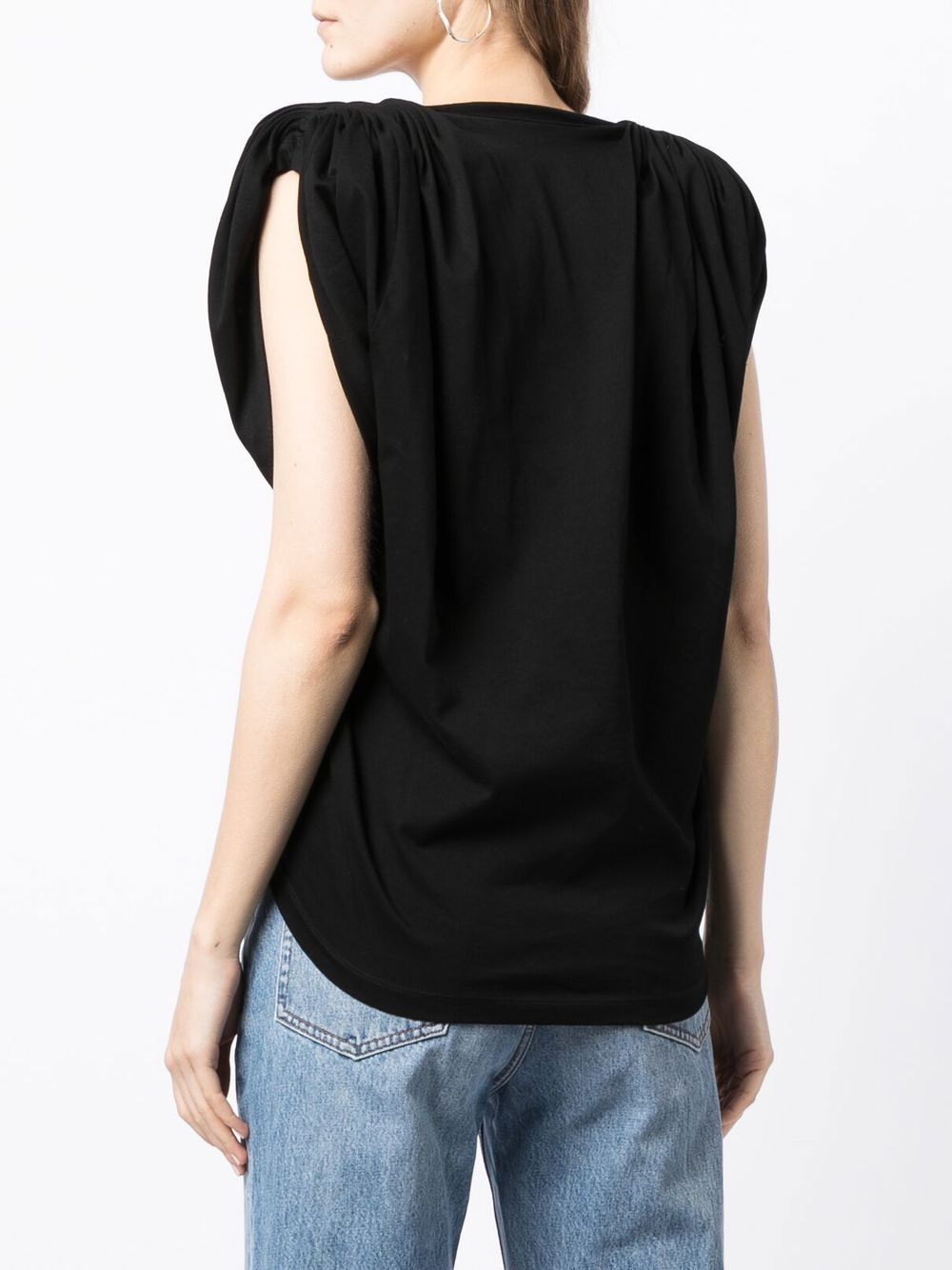 DRAPED SHOULDER SLEEVELESS TOP