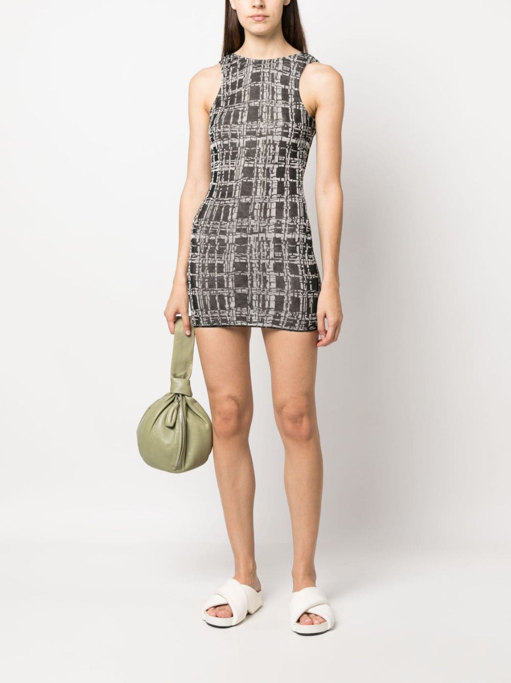 BABELE JACQUARD SCOOP BACK MINI DRESS