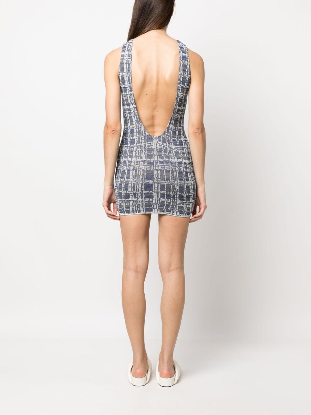 BABELE JACQUARD SCOOP BACK MINI DRESS