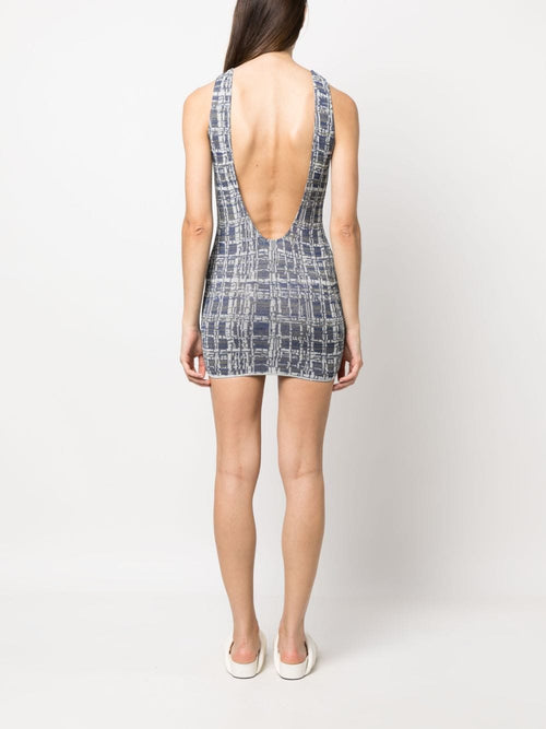 BABELE JACQUARD SCOOP BACK MINI DRESS