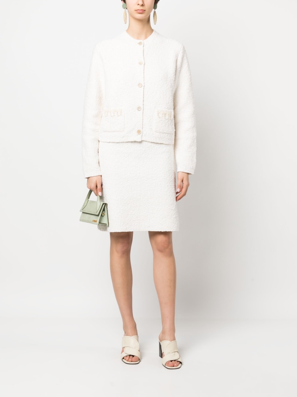 RD NK LS EMBROIDERED CARDI
