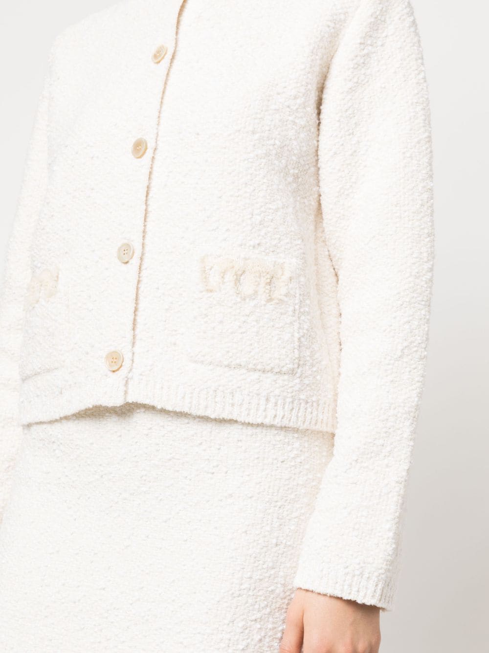 RD NK LS EMBROIDERED CARDI