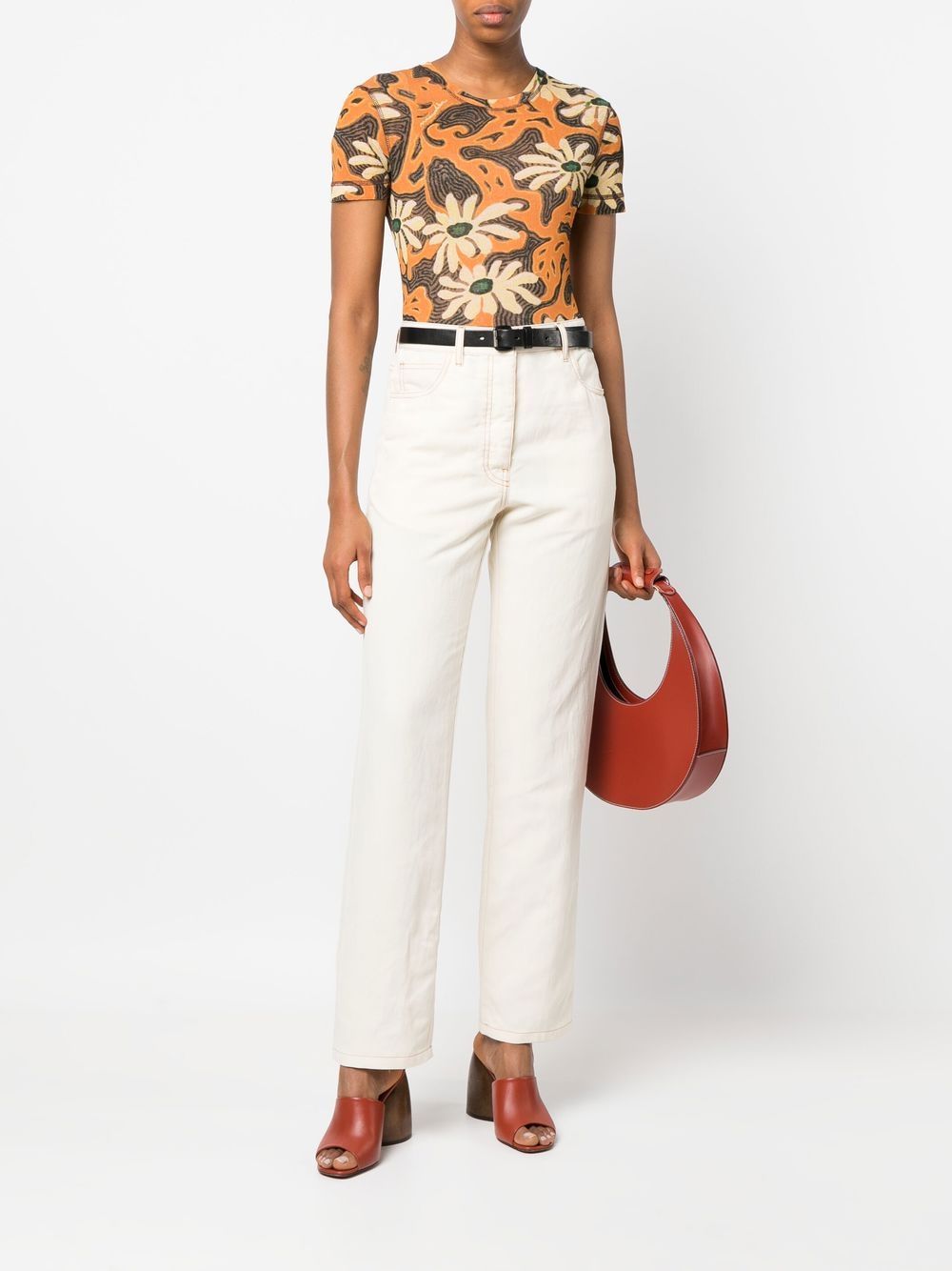 Straight leg trousers with five pockets
