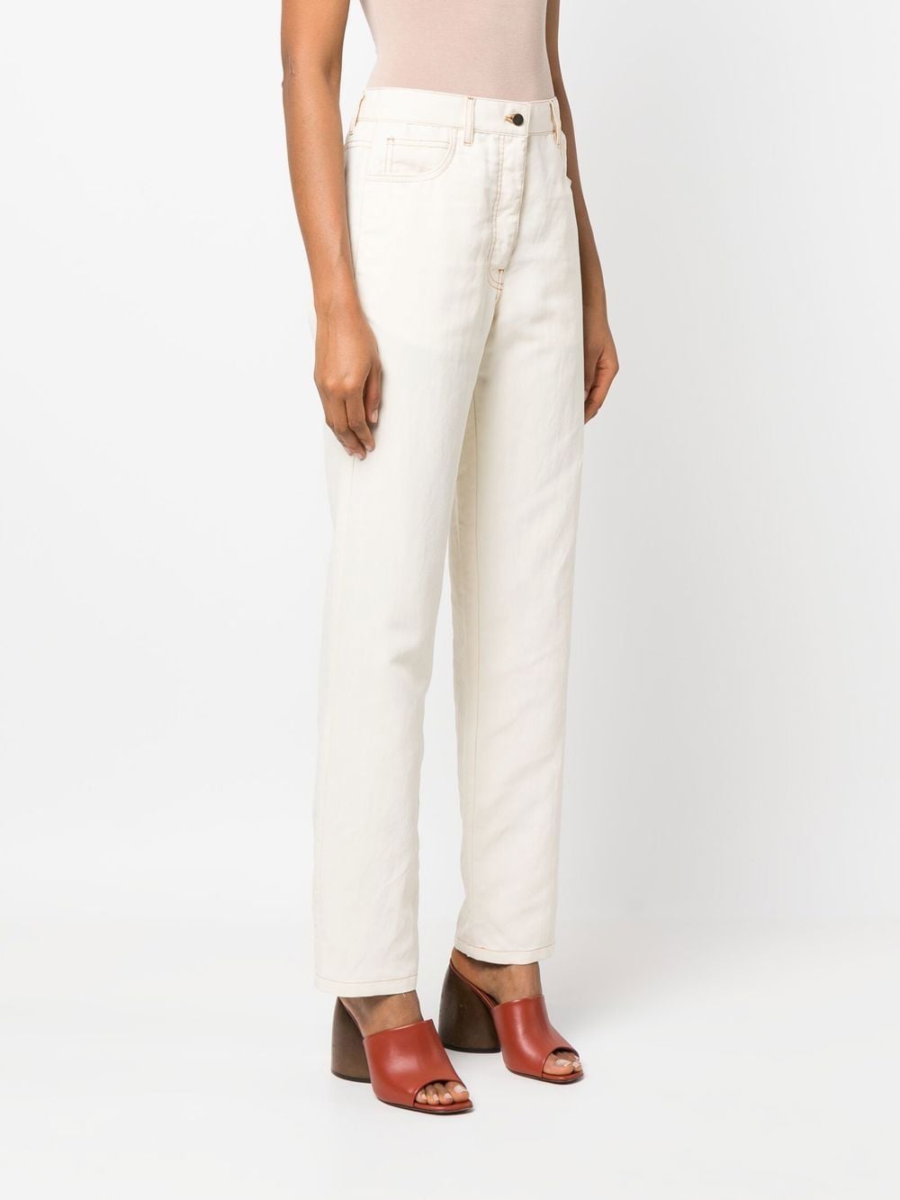 Straight leg trousers with five pockets