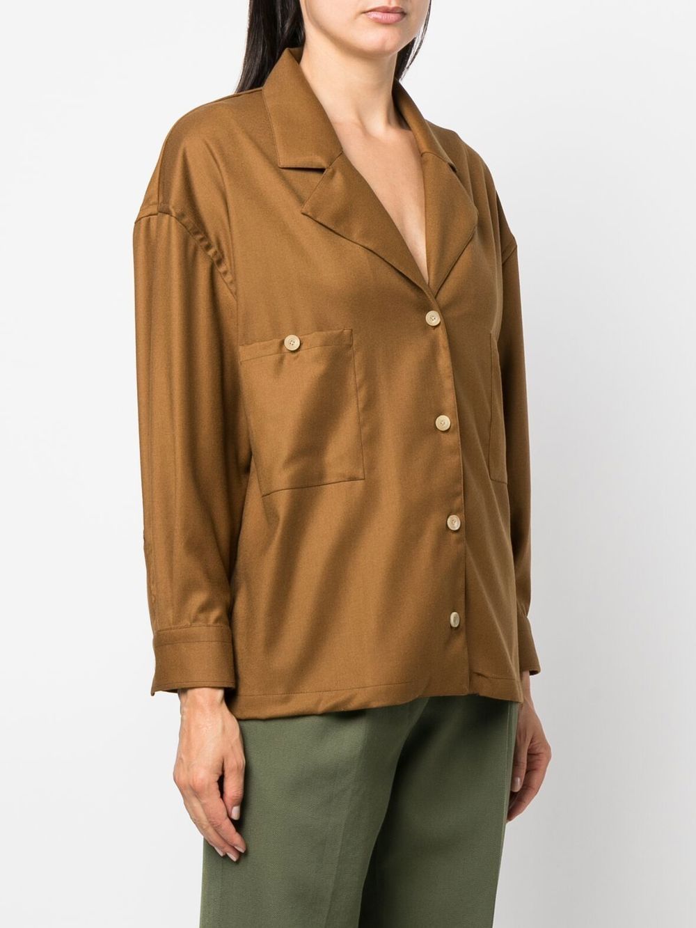 Loose fit shirt with blazer collar and pocket