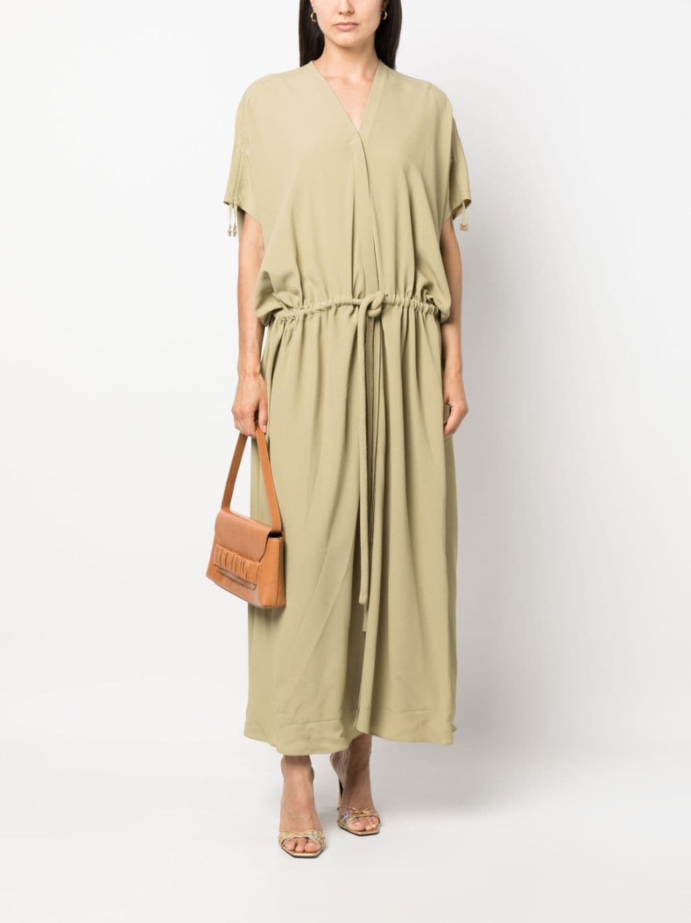 Silk-Crepe Gather Dress