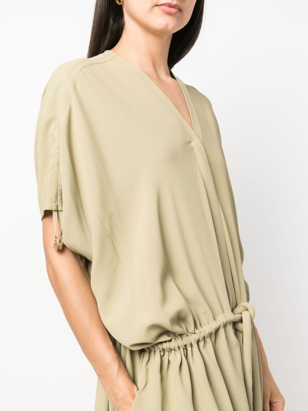 Silk-Crepe Gather Dress