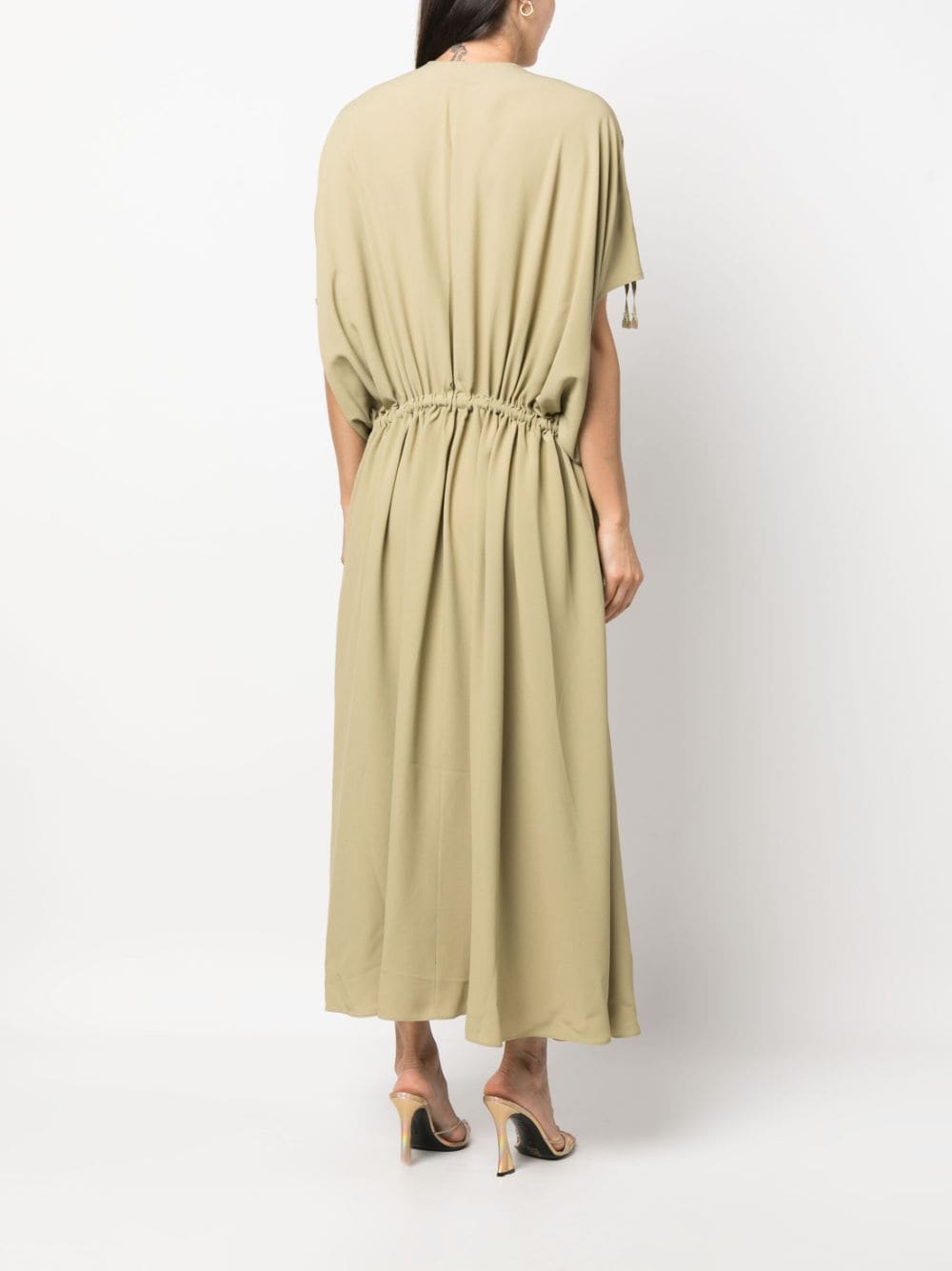 Silk-Crepe Gather Dress