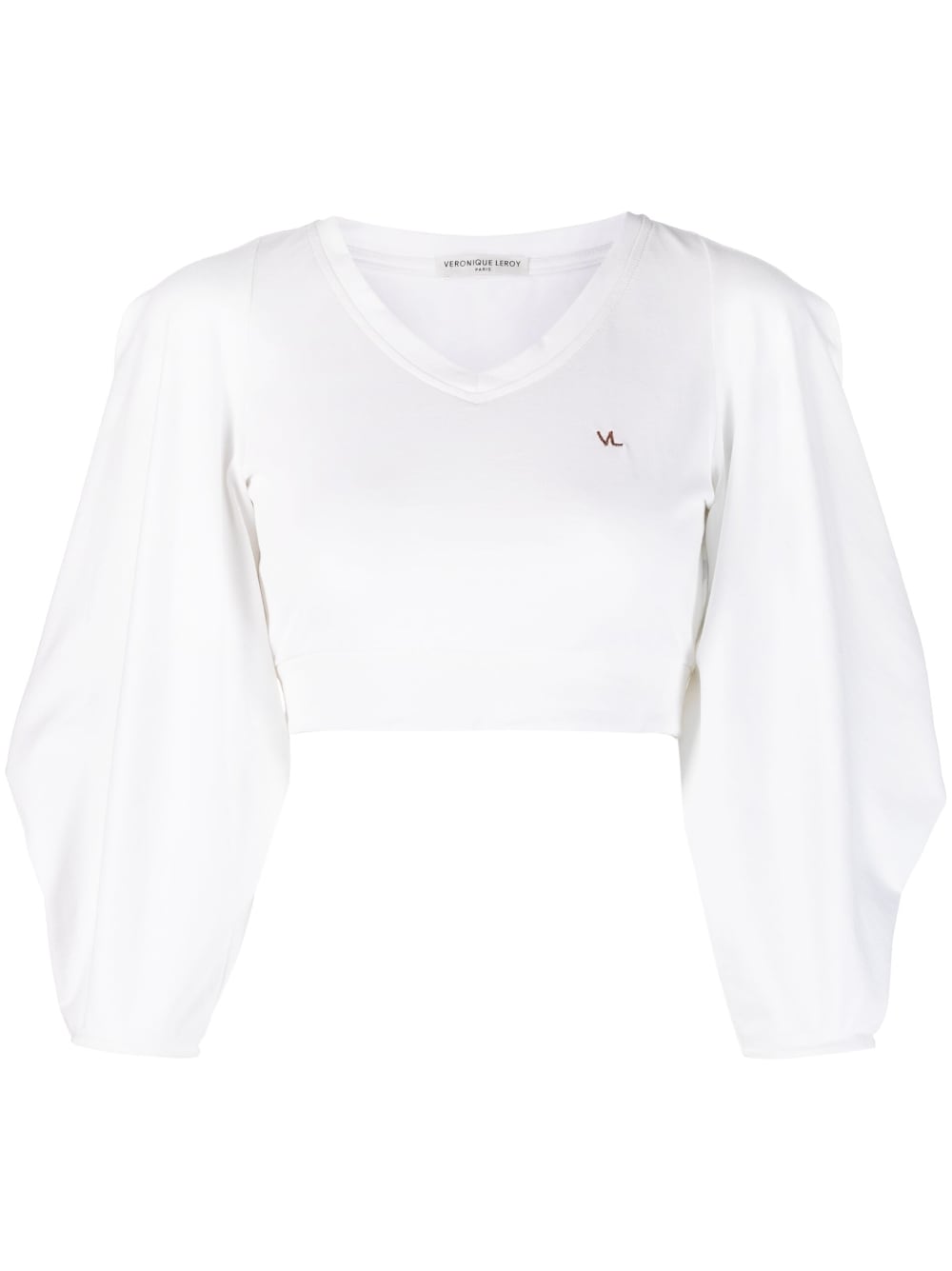Cotton Jersey Triangle-Sleeve Crop T-Shirt