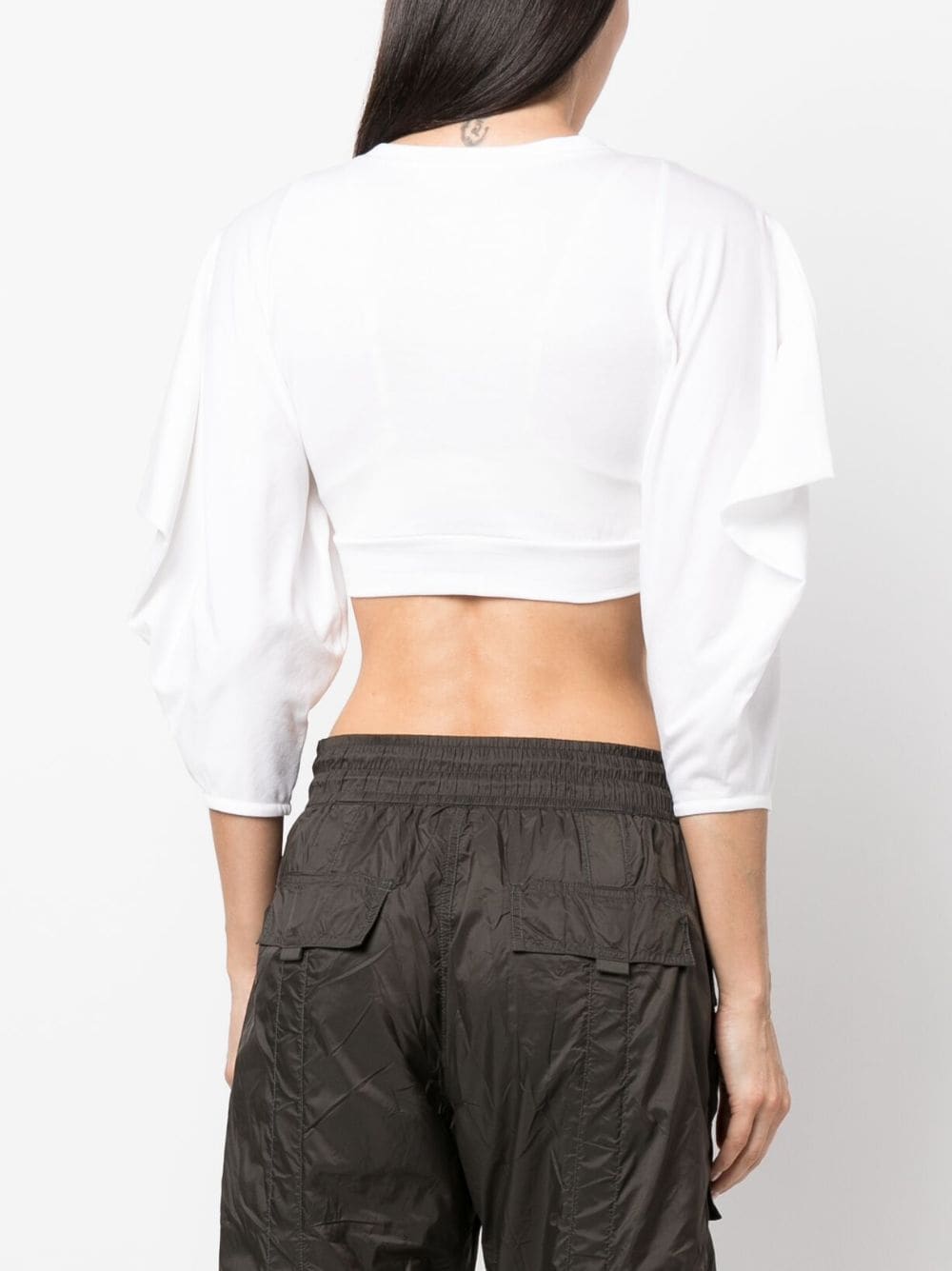 Cotton Jersey Triangle-Sleeve Crop T-Shirt