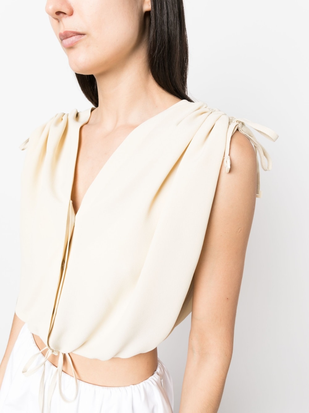 Silk-crepe Gather Top
