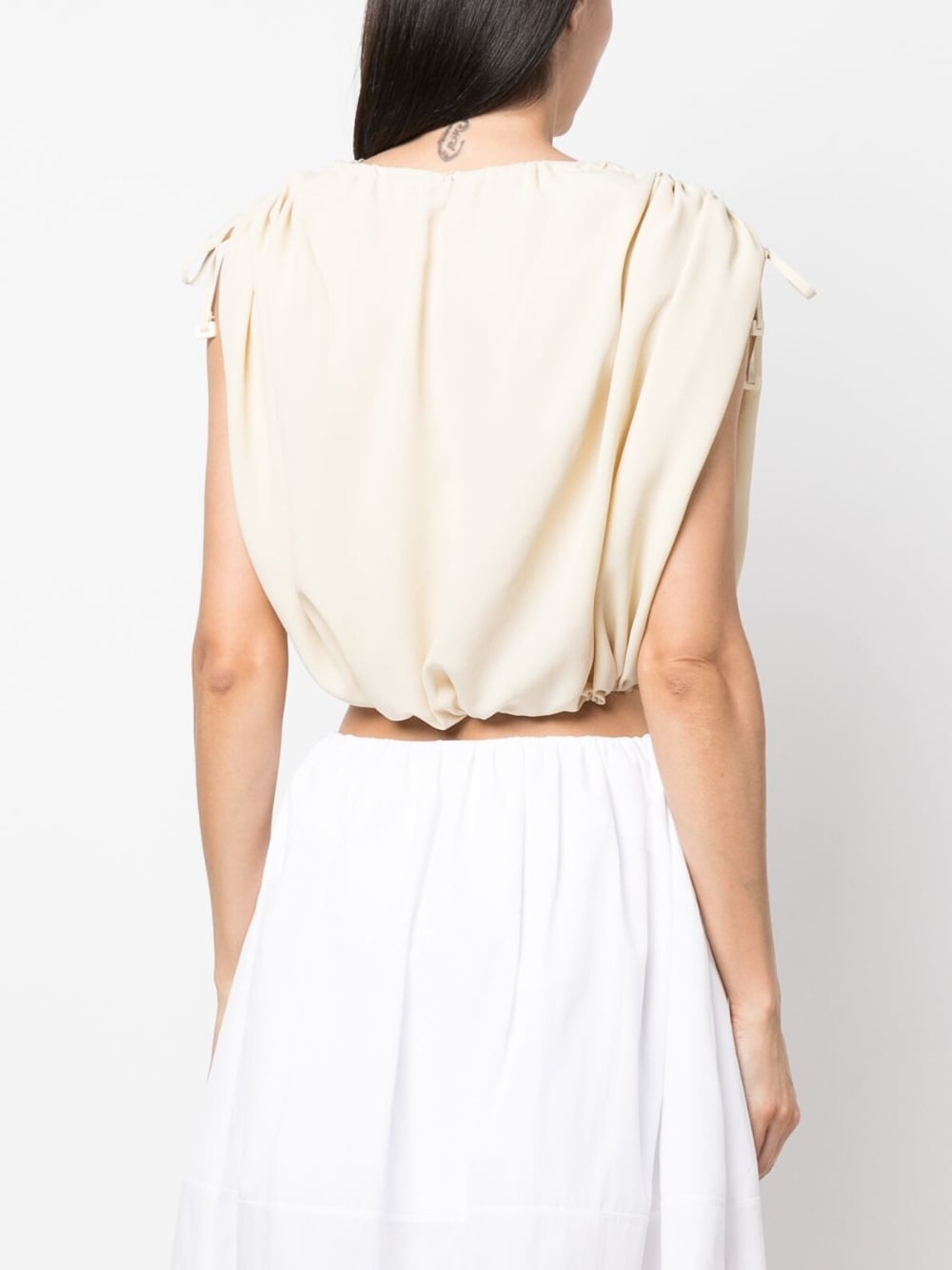 Silk-crepe Gather Top