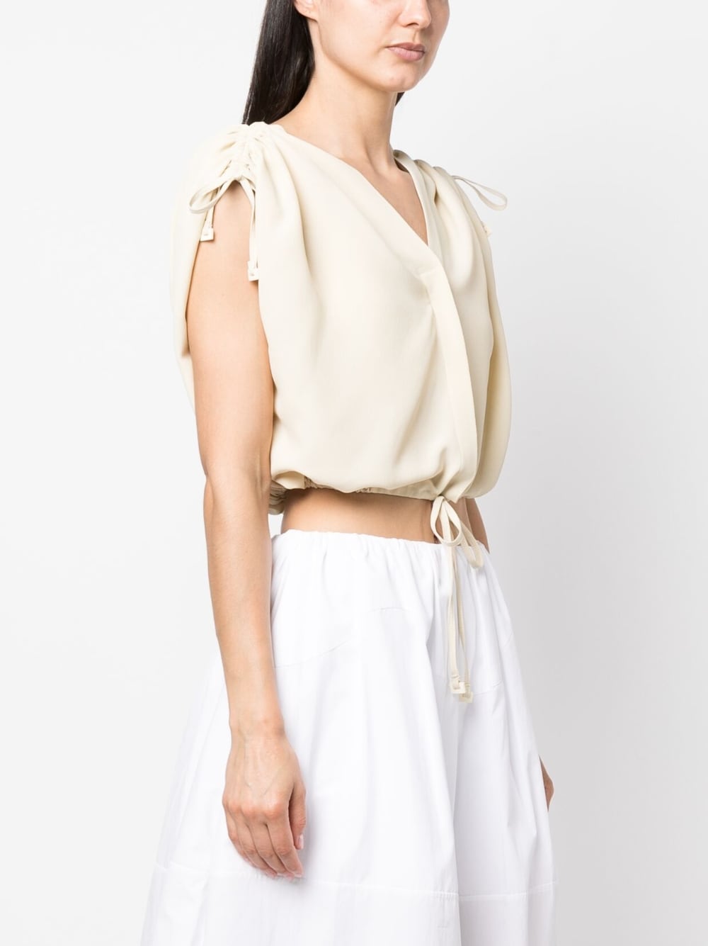 Silk-crepe Gather Top