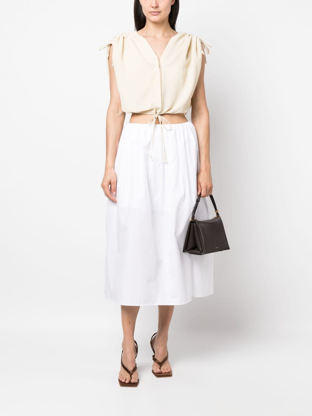 Silk-crepe Gather Top