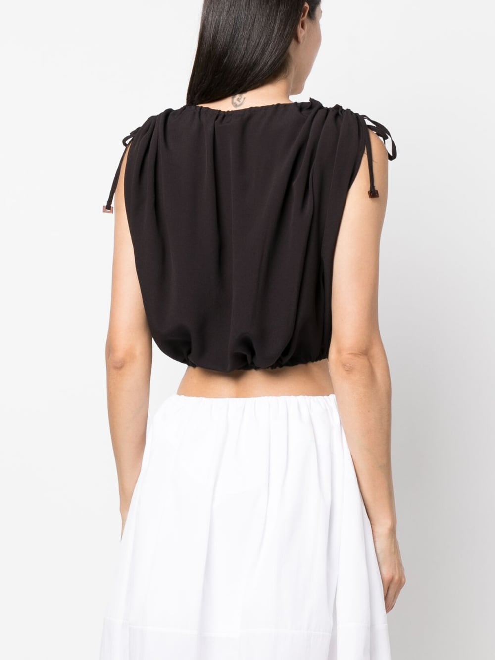 Silk-crepe Gather Top