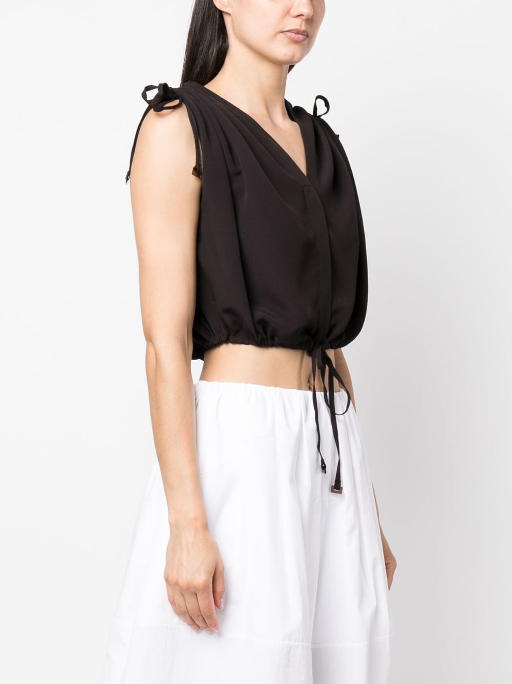 Silk-crepe Gather Top