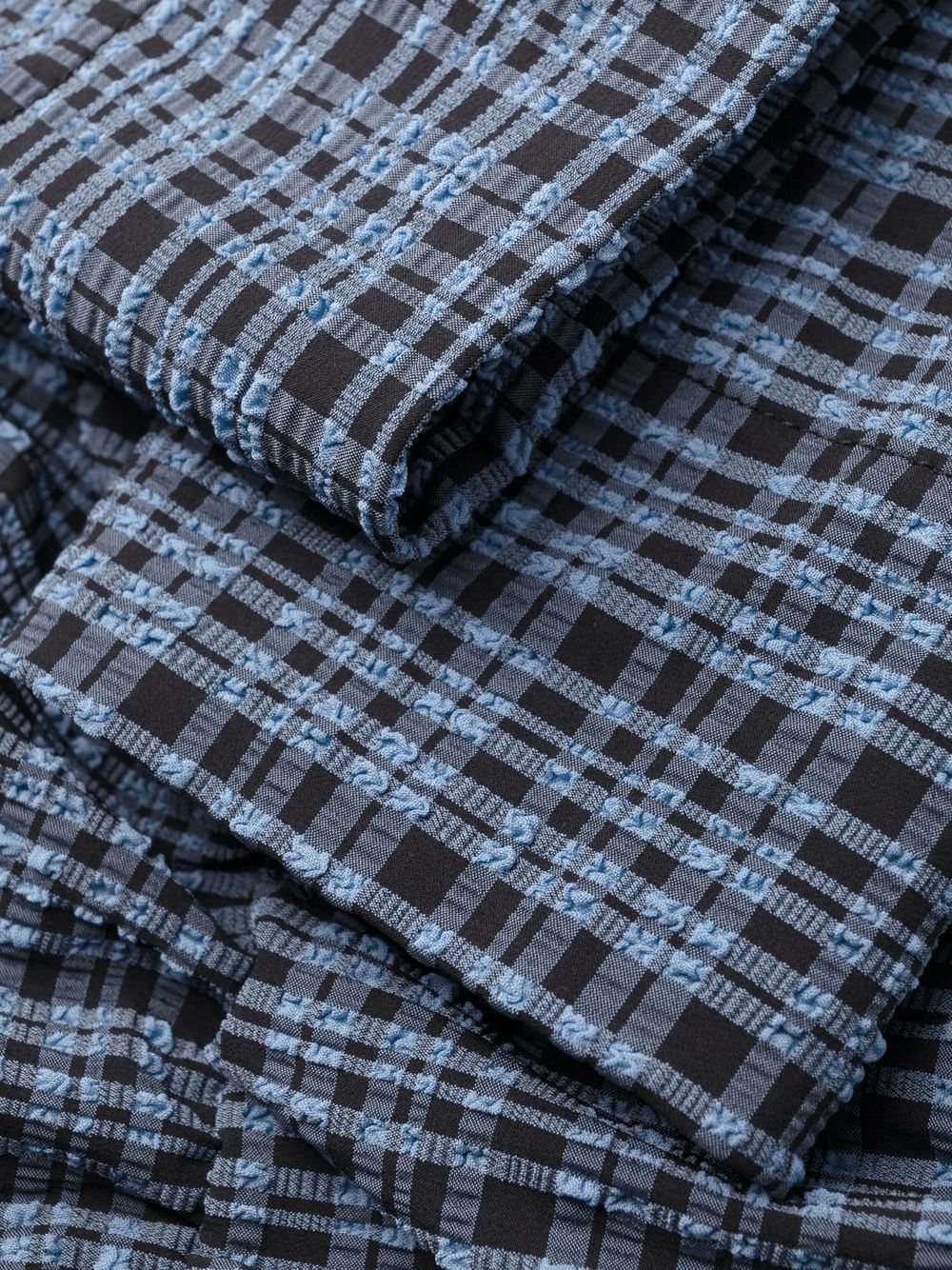 Stretch Seersucker Gathered Mini Dress