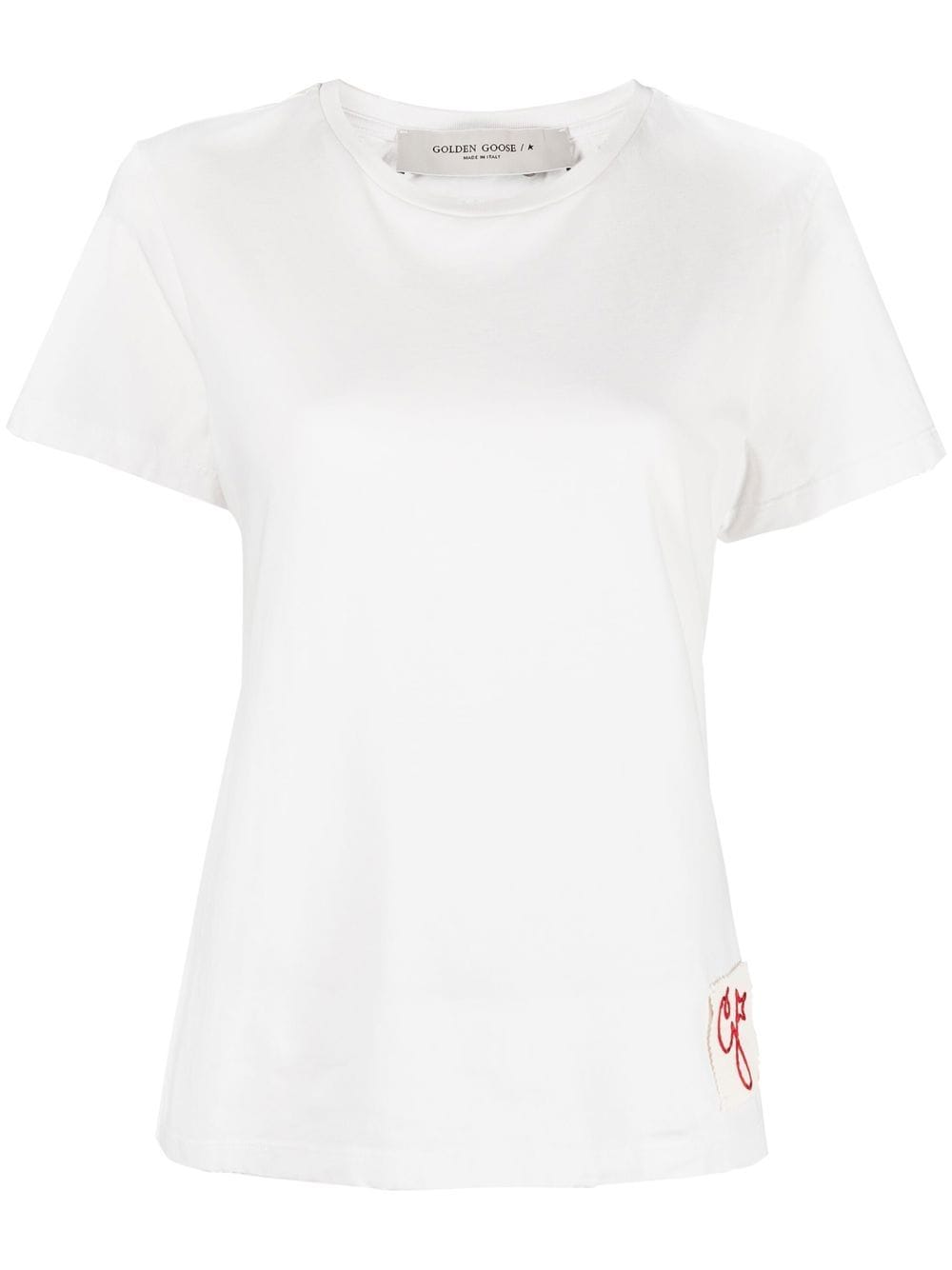 GOLDEN W`S SLIM T-SHIRT DISTRESSED COTTON JERSEY
