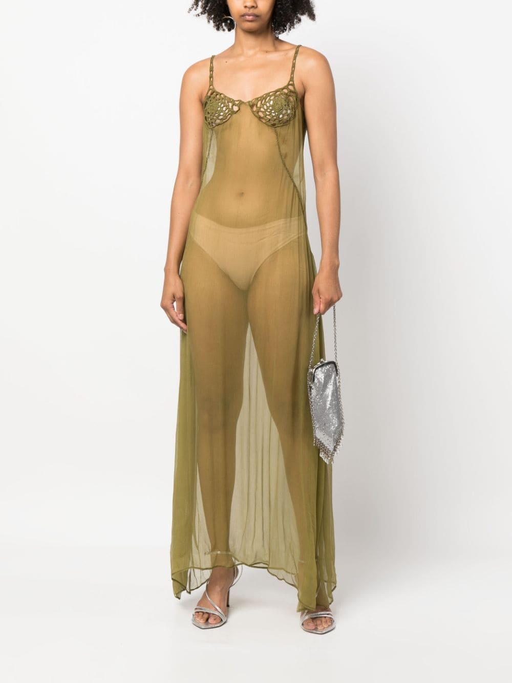LACEWORK CREPE LONG DRESS