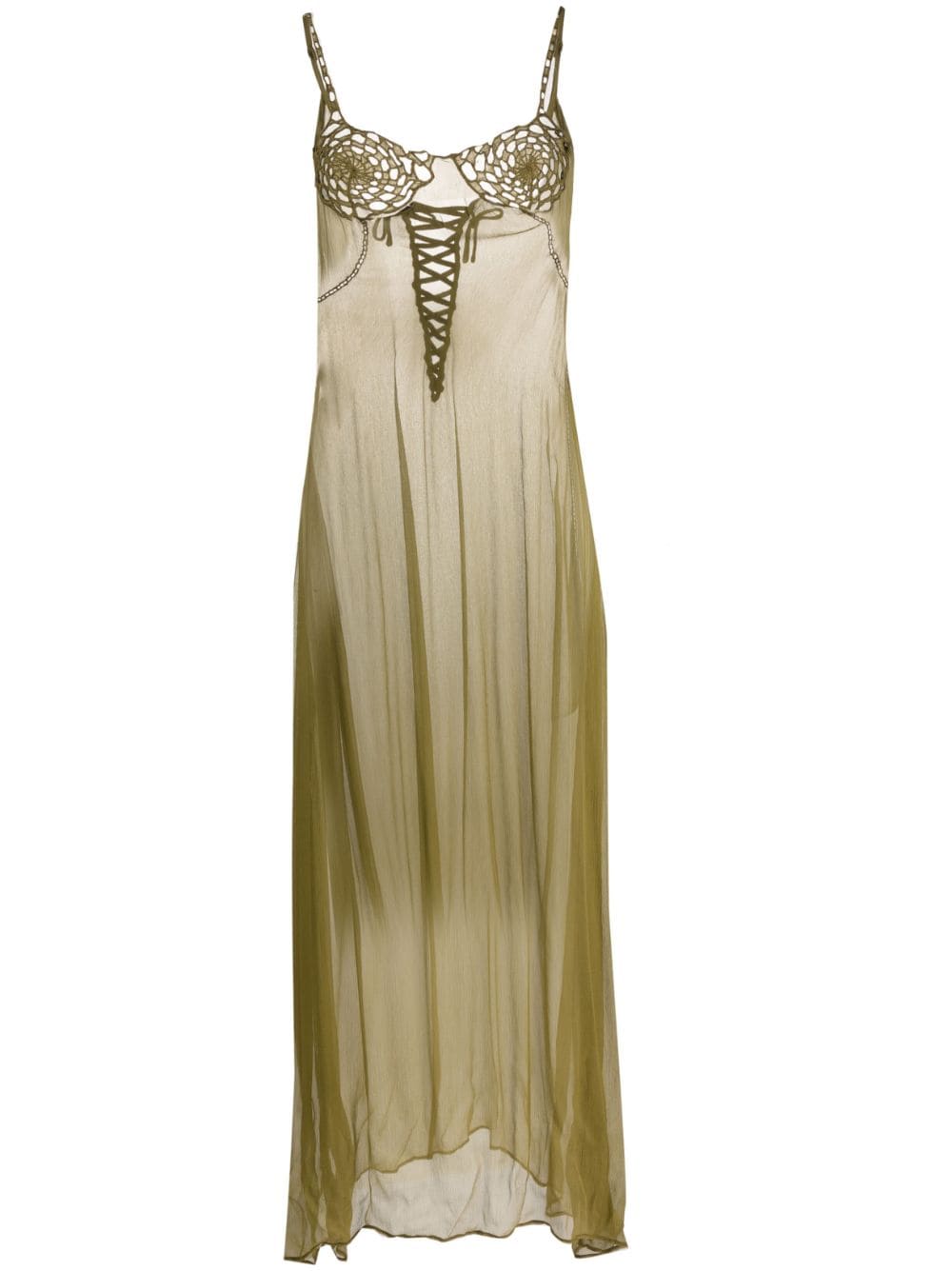 LACEWORK CREPE LONG DRESS