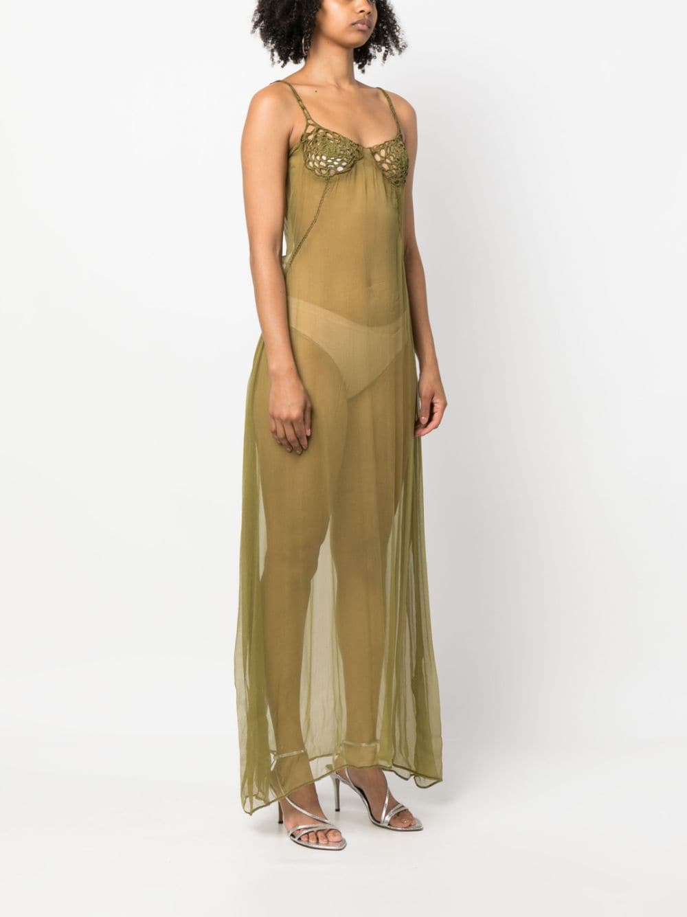 LACEWORK CREPE LONG DRESS