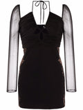 BLACK JERSEY CUT OUT MINI DRESS