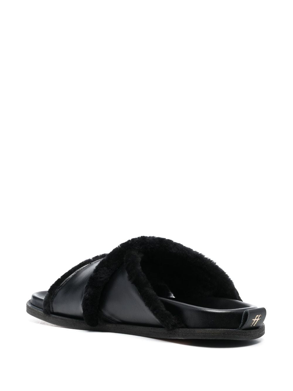 shierling and leather crossed sandals