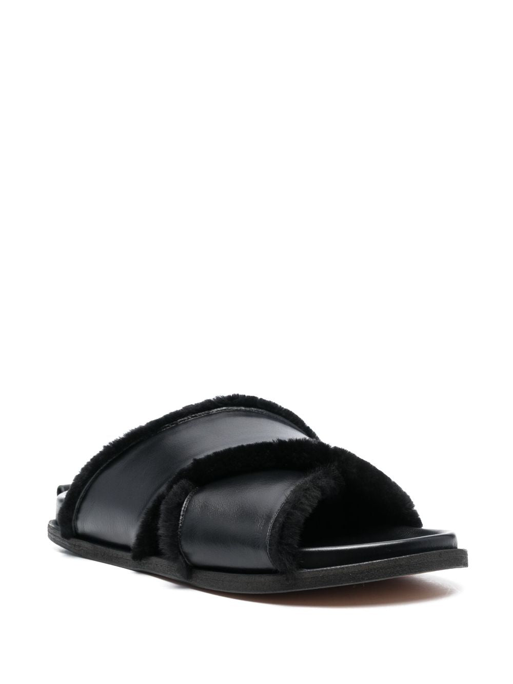 shierling and leather crossed sandals