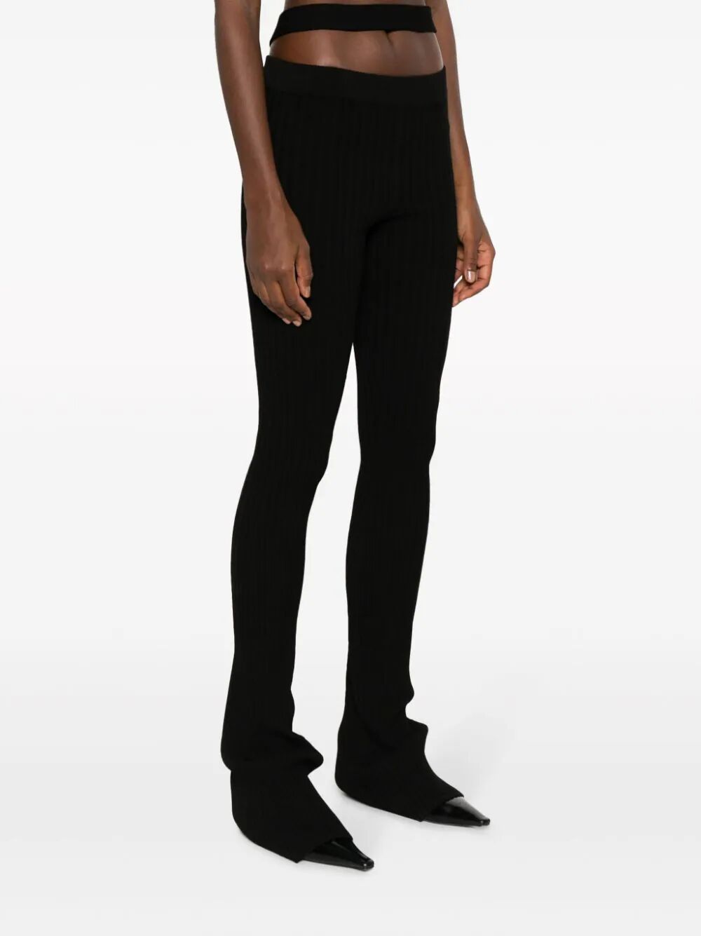 RIBBED KNIT FLARE PANTS