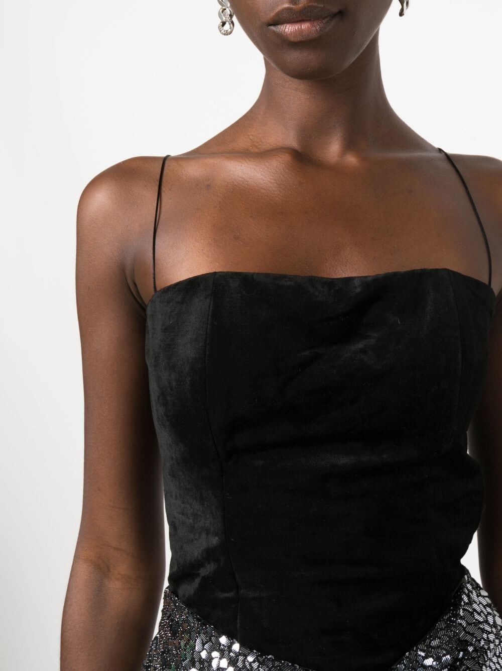 cotton viscose velvet bustier top
