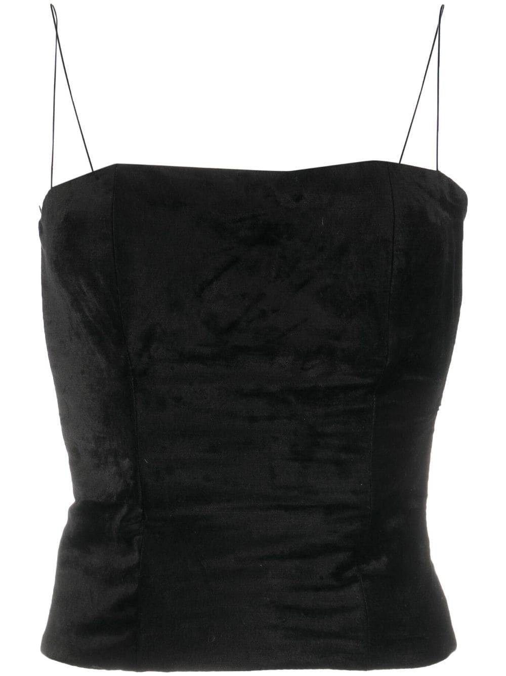 cotton viscose velvet bustier top