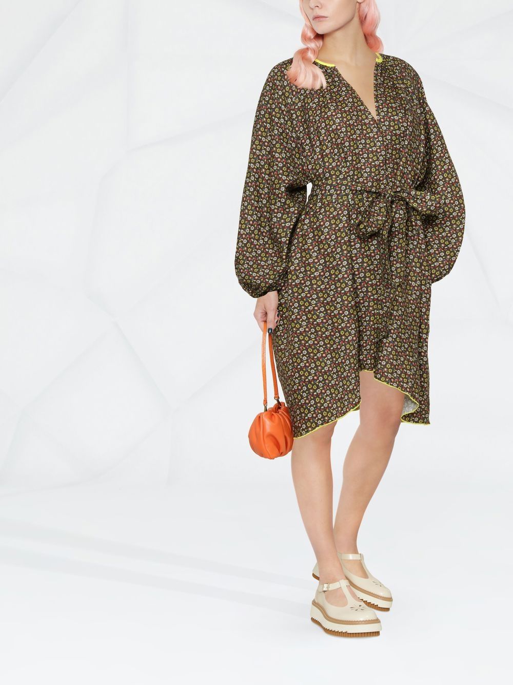 Printed linen mini dress