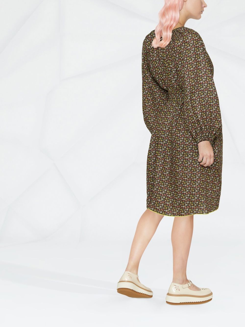 Printed linen mini dress