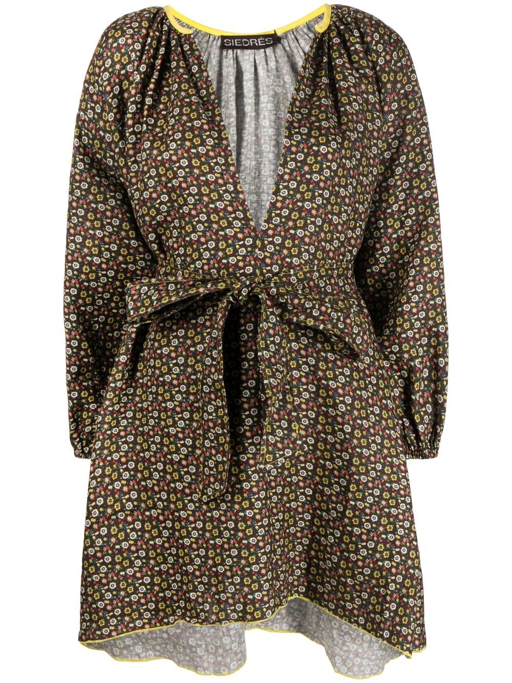 Printed linen mini dress