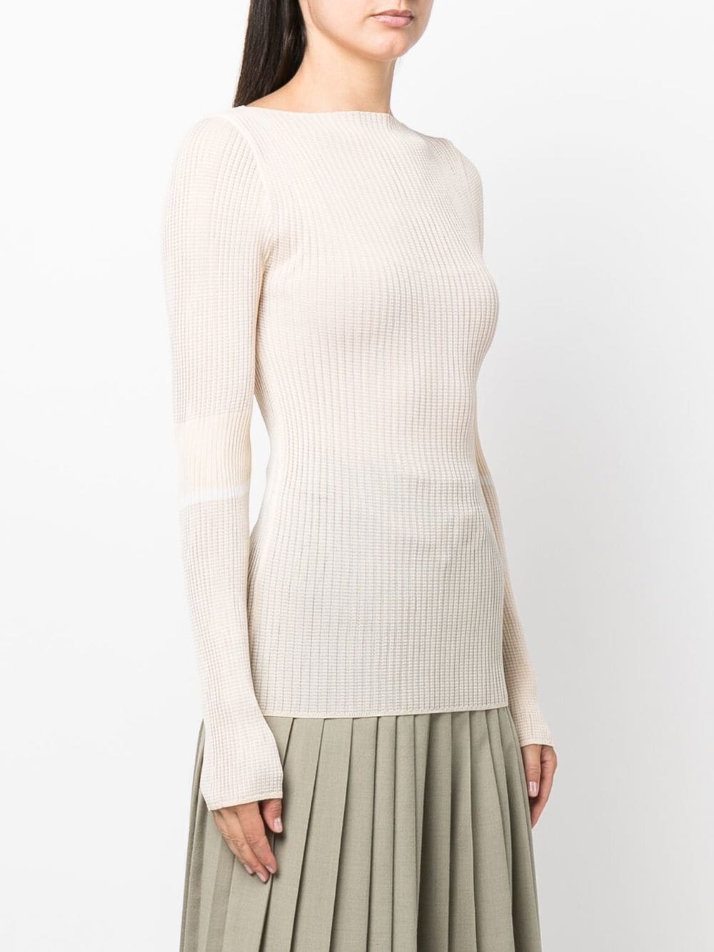 TRANSPARENT YARN BOAT-NECK KNIT