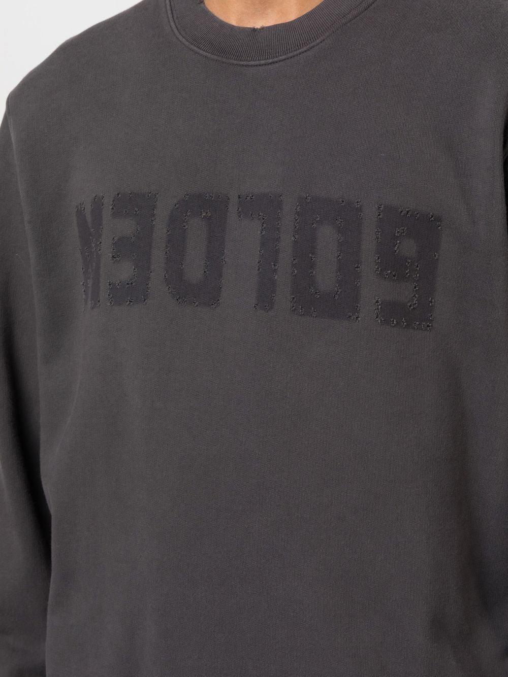 GOLDEN M`S REGULAR SWEATSHIRT DISTRESSED COTTON JERSEY WITH LOGO