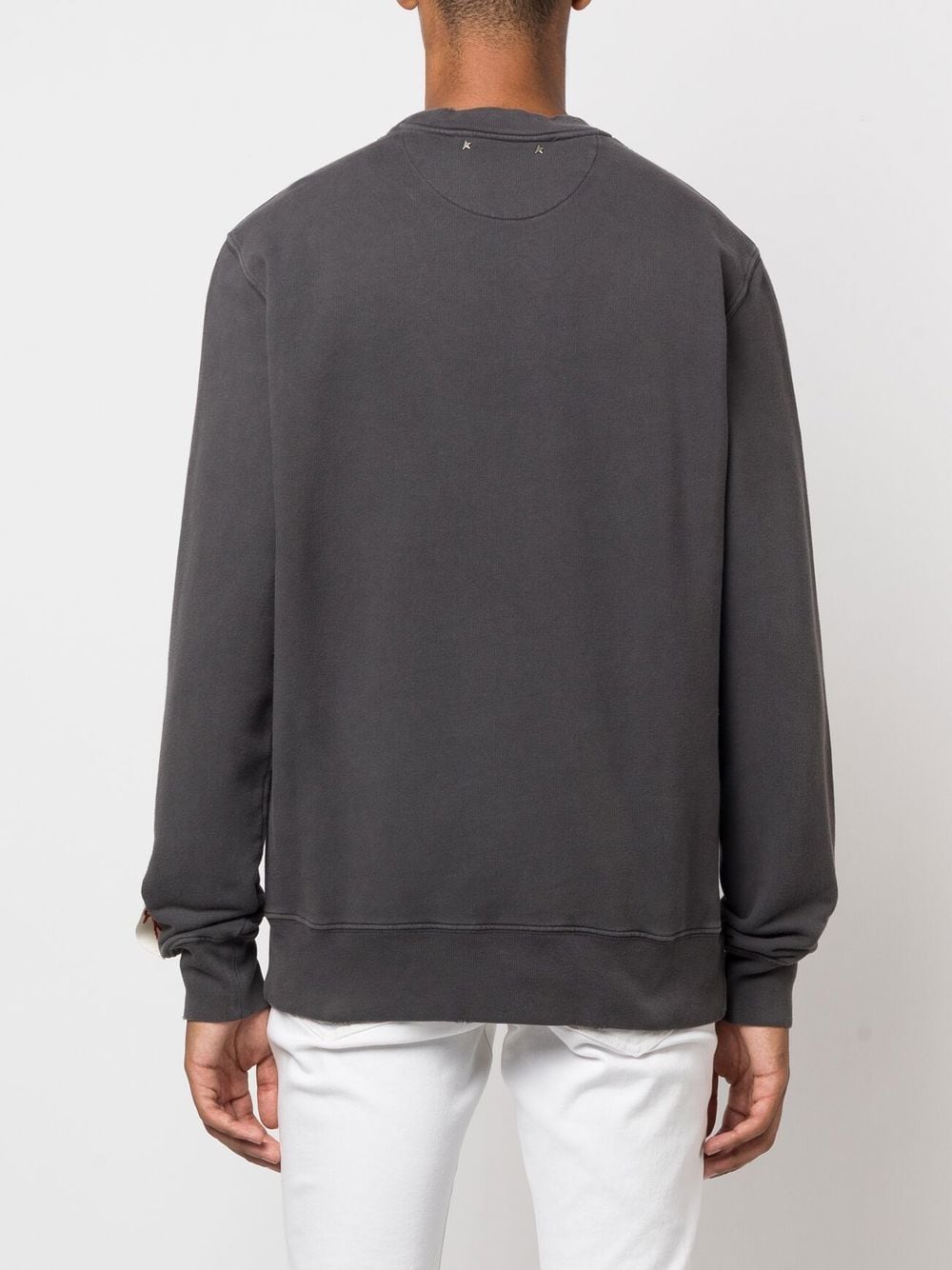 GOLDEN M`S REGULAR SWEATSHIRT DISTRESSED COTTON JERSEY WITH LOGO
