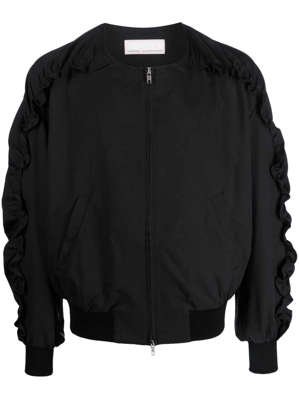 BOMBER WITH RUFFLED SLEEVE