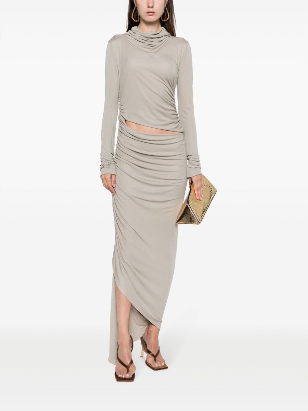 DRAPED JERSEY ASYMMETRIC MIDI