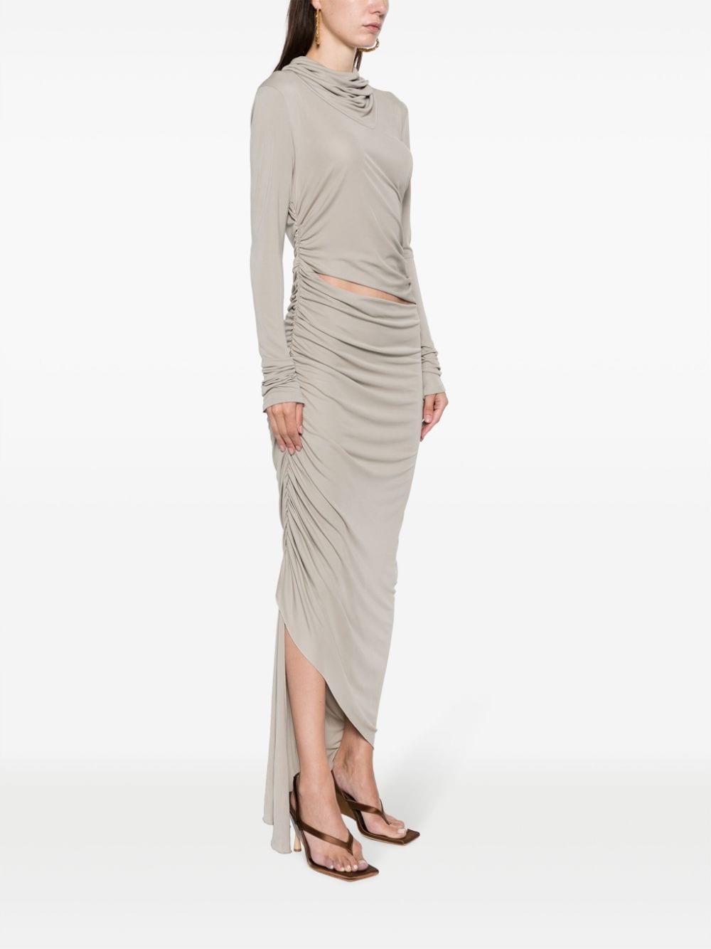 DRAPED JERSEY ASYMMETRIC MIDI