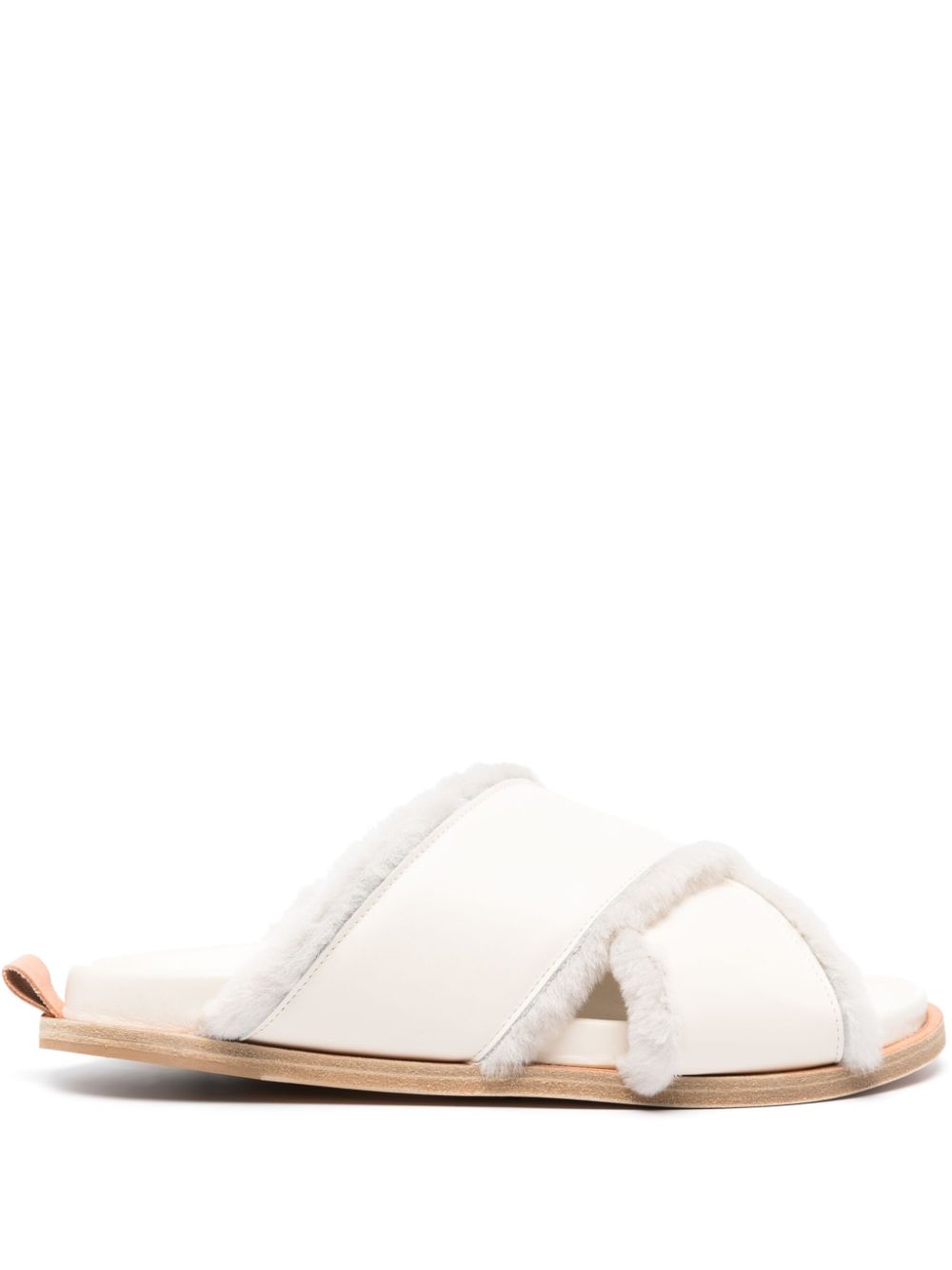 shierling and leather crossed sandals