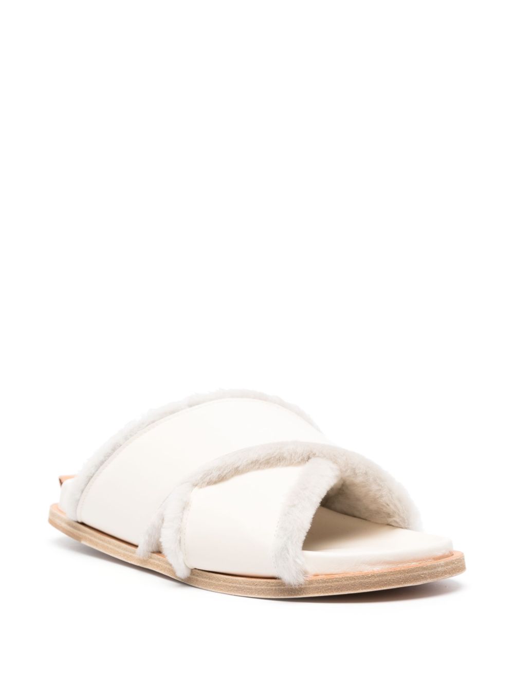shierling and leather crossed sandals