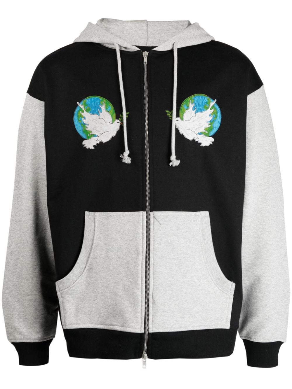 DOVE PEACE ZIPPED HOODIE KNIT