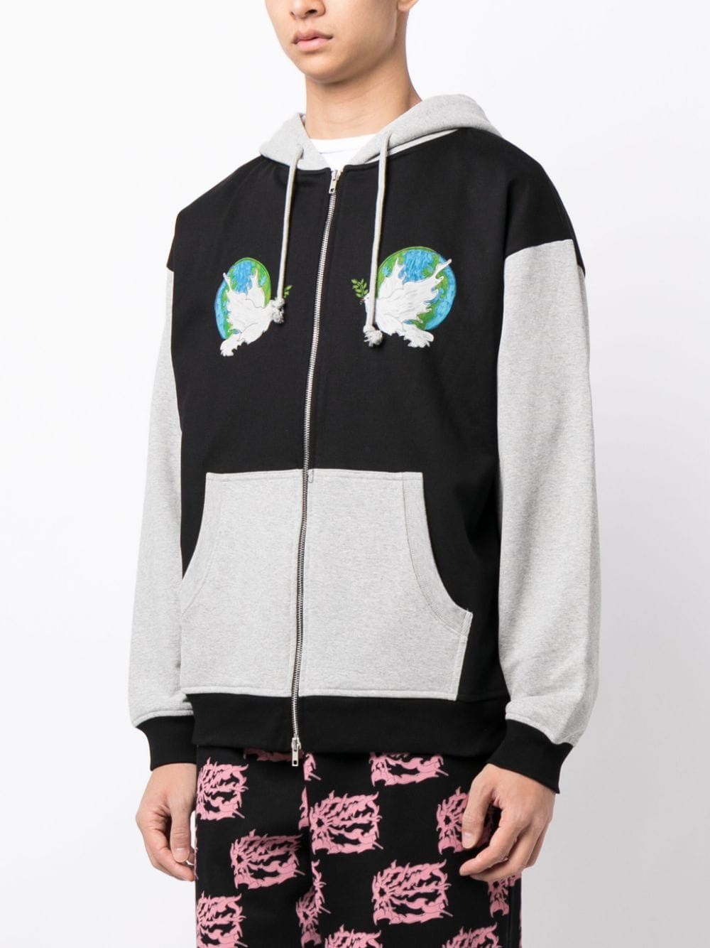 DOVE PEACE ZIPPED HOODIE KNIT