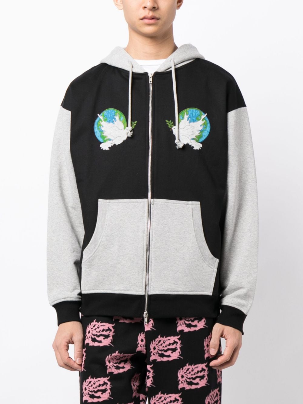 DOVE PEACE ZIPPED HOODIE KNIT