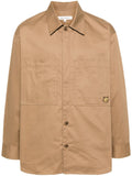 OVERSHIRT WITH TONAL FOX HEAD PATCH IN COTTON GABA