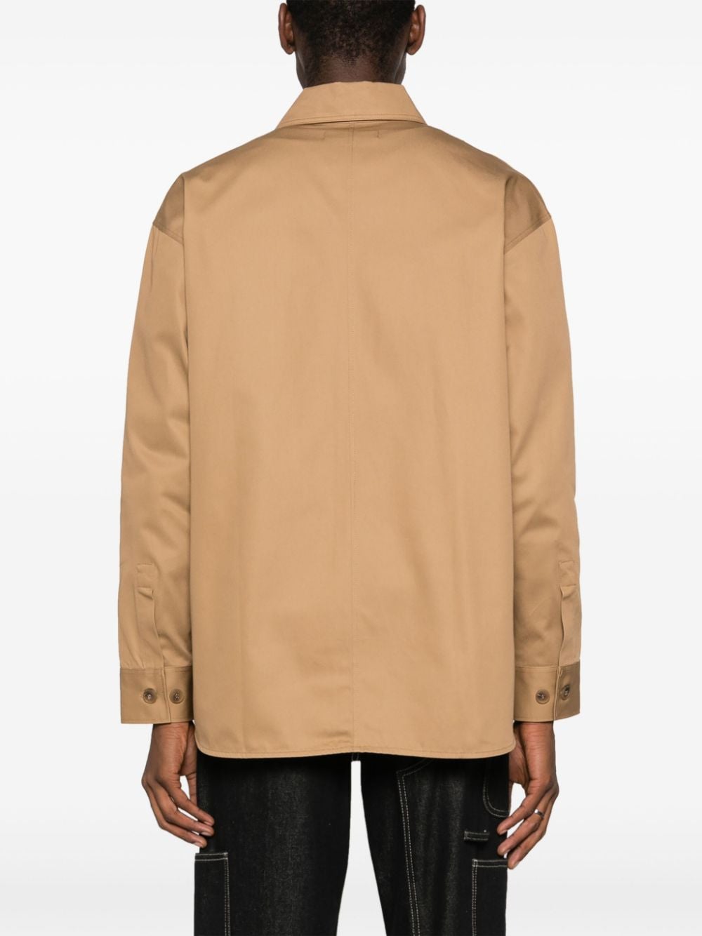 OVERSHIRT WITH TONAL FOX HEAD PATCH IN COTTON GABA