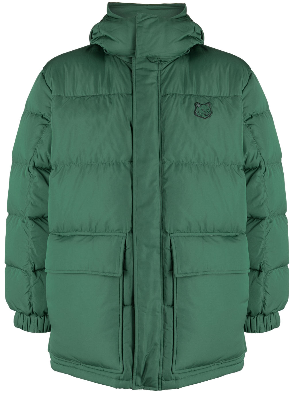 HOODED PUFFER IN NYLON WITH TONAL FOX HEAD PATCH