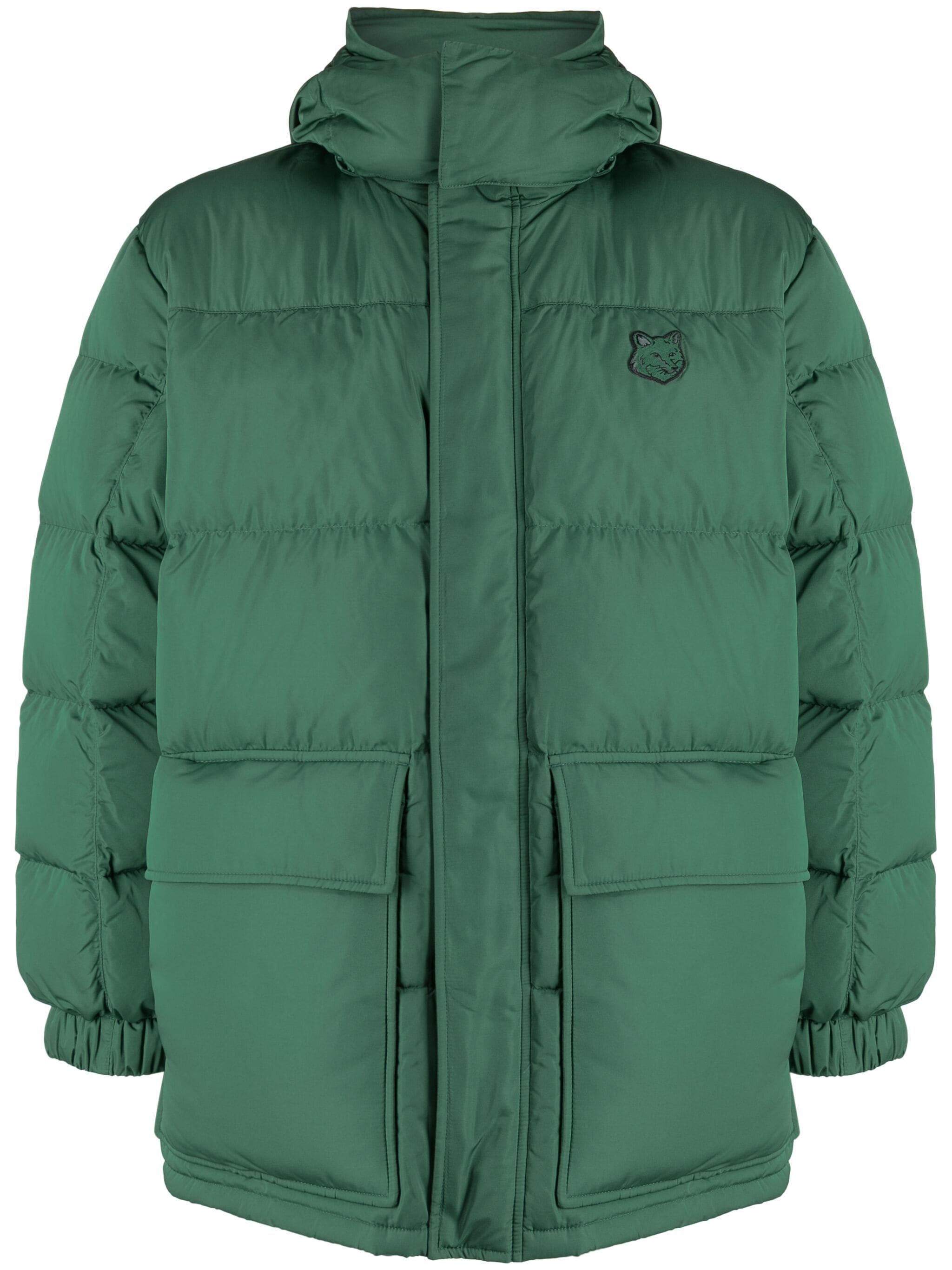 HOODED PUFFER IN NYLON WITH TONAL FOX HEAD PATCH