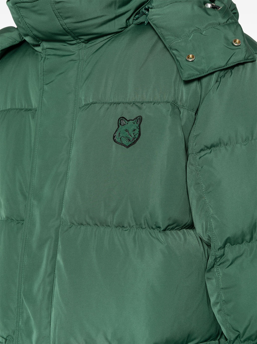HOODED PUFFER IN NYLON WITH TONAL FOX HEAD PATCH